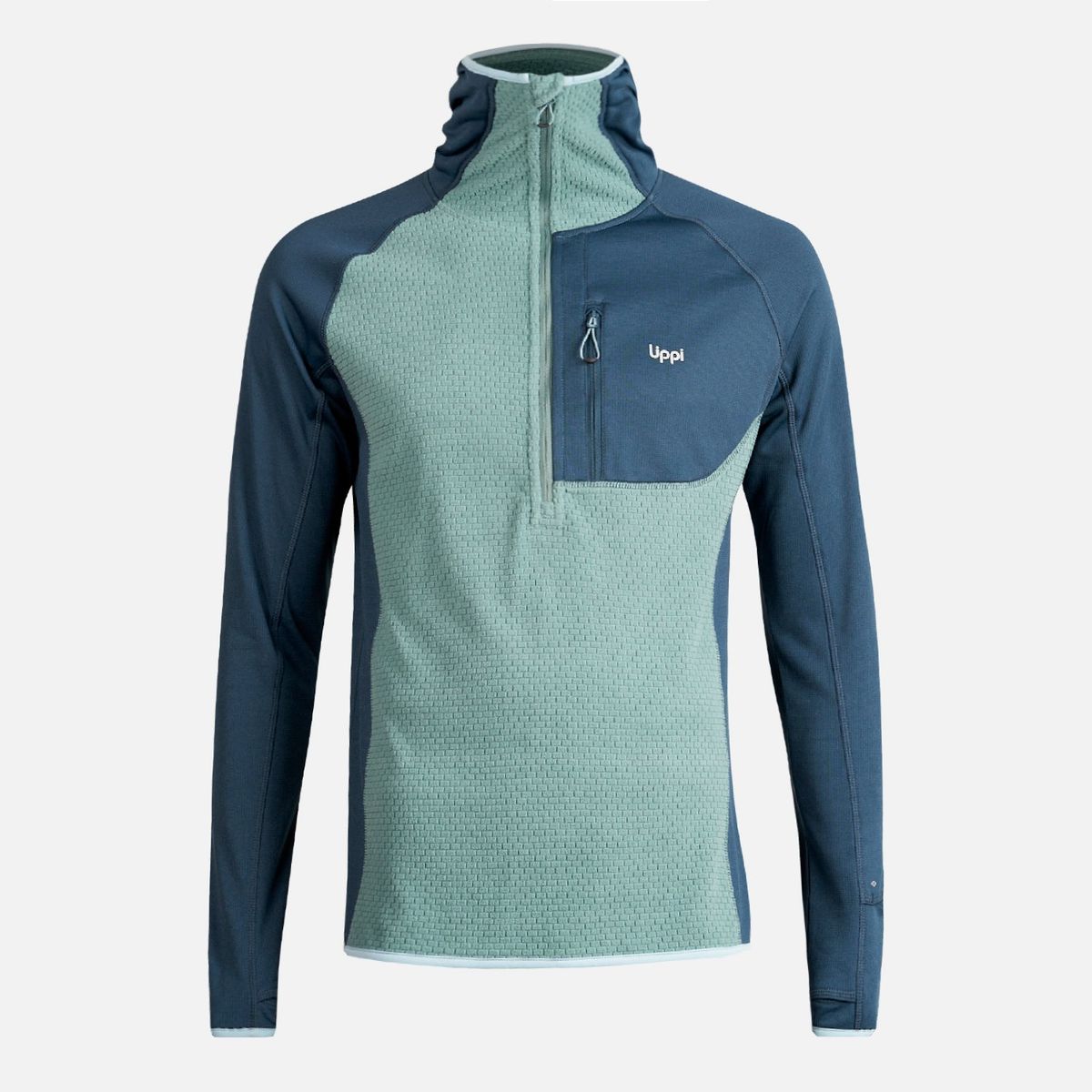 LIPPI - Poleron Hombre Jacaranda Mountain Nano-F 1/4 Zip Hoody Jade Oscuro Lippi