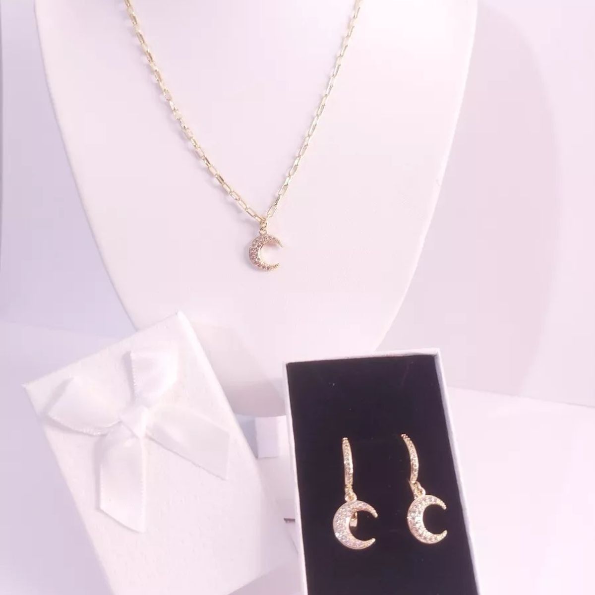 GENERICO - Cadena y Colgante  Lunas Con Baño De Oro 18k