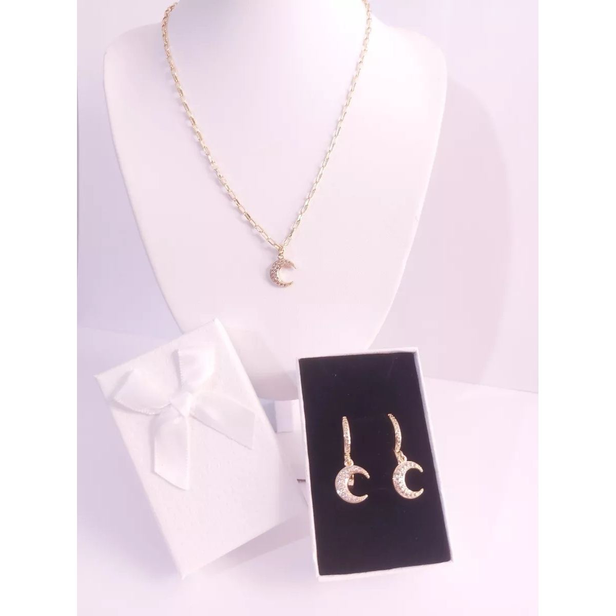 GENERICO - Cadena y Colgante  Lunas Con Baño De Oro 18k