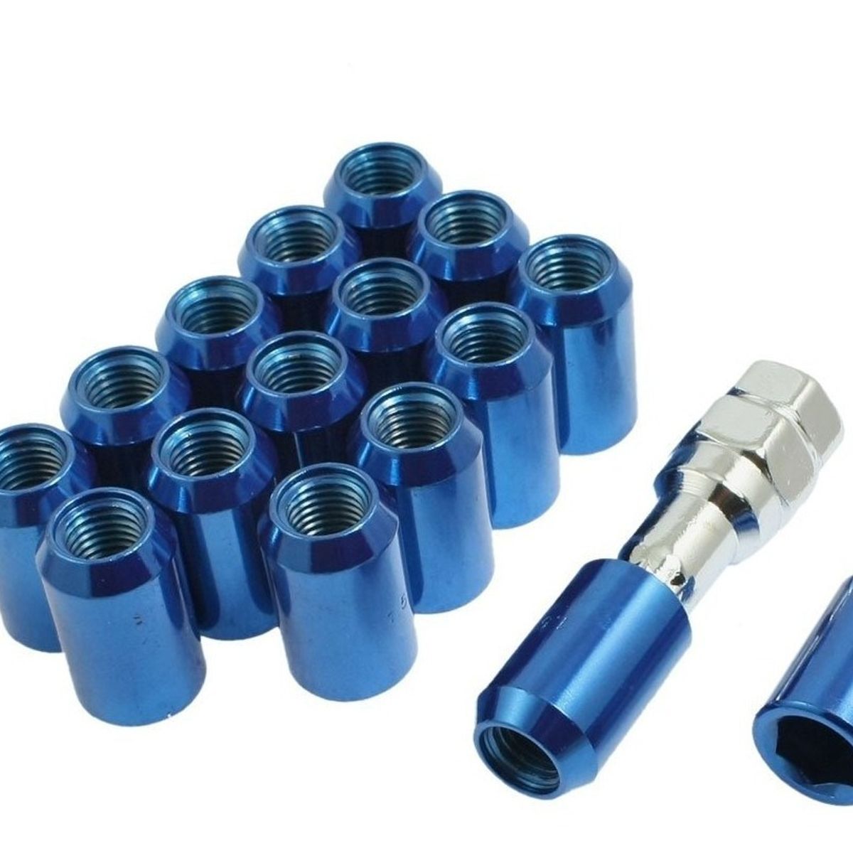 GENERICO - X16 Tuercas De Seguridad Llanta + Llave Allen 12x1.5 AZUL