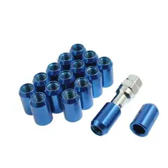 GENERICO - X16 Tuercas De Seguridad Llanta + Llave Allen 12x1.5 AZUL