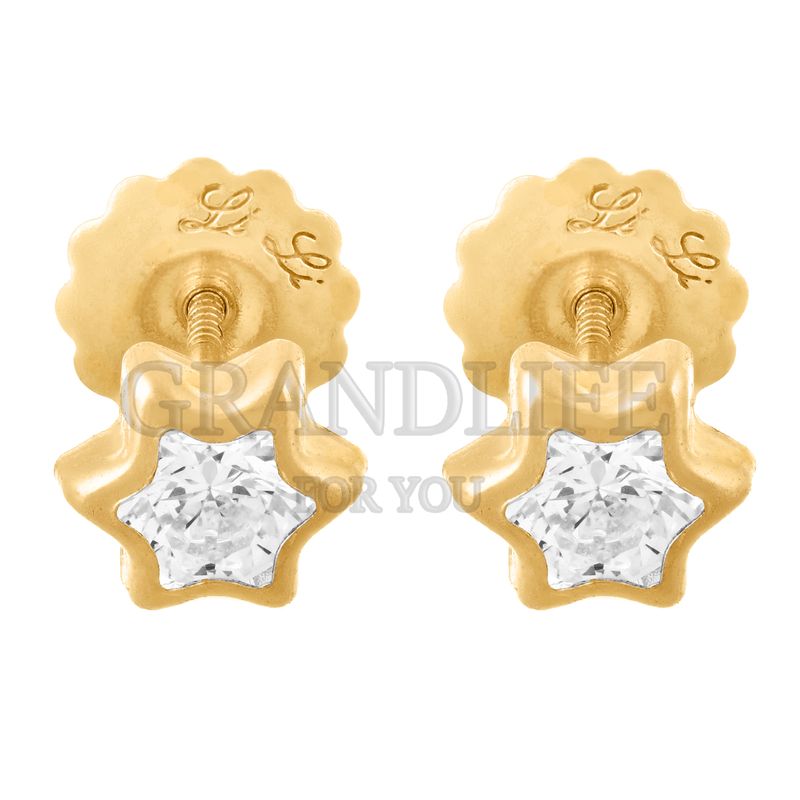 GRANDLIFE - AROS ORO 18 KILATES ESTRELLA PARA TODAS LAS EDADES