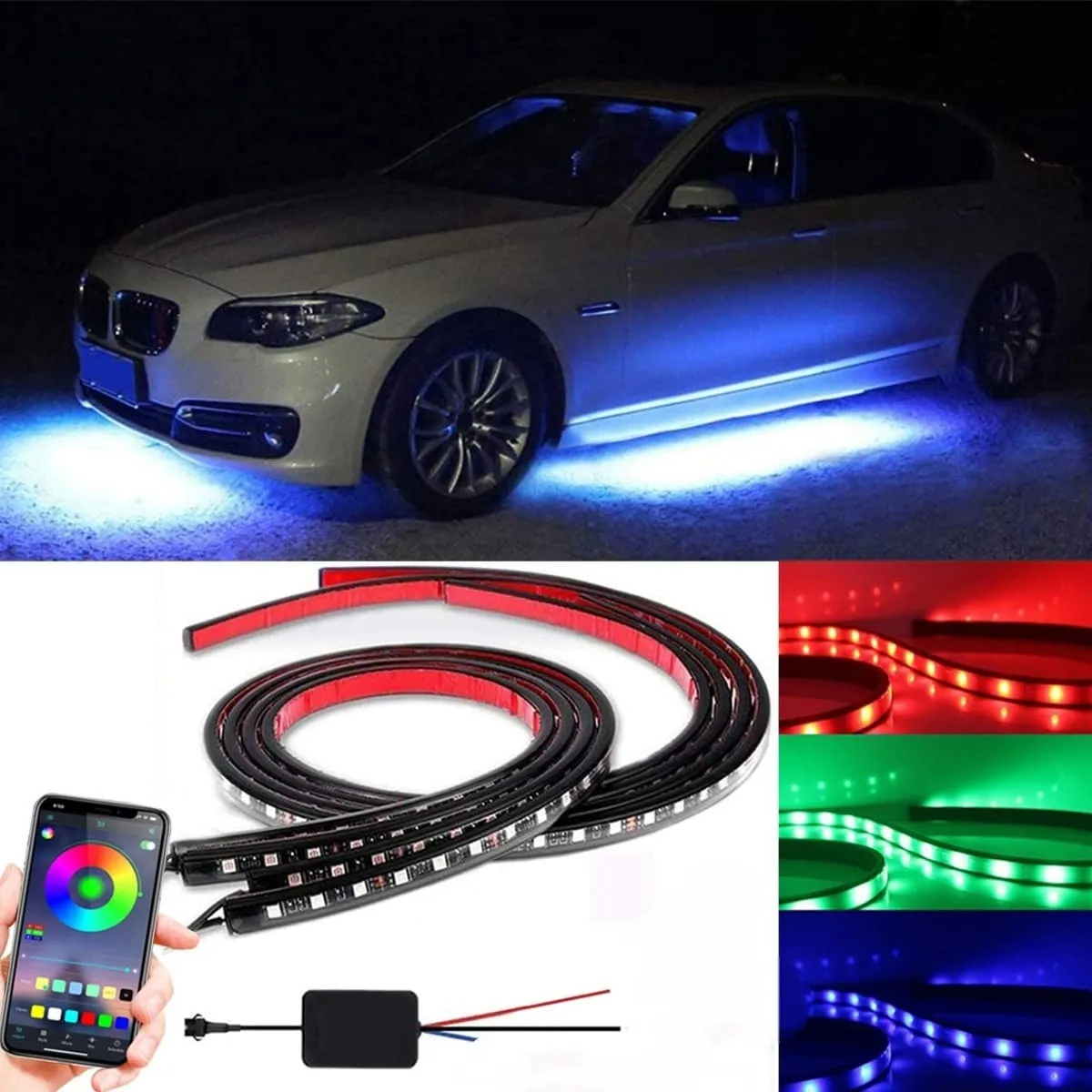 GENERICO - Kit Luz De Chasis Bluetooth Auto Luz De Piso Rgb 120CM