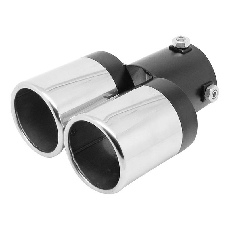 GENERICO - Cola De Escape Doble Negro Cromado Auto Tunning Universal
