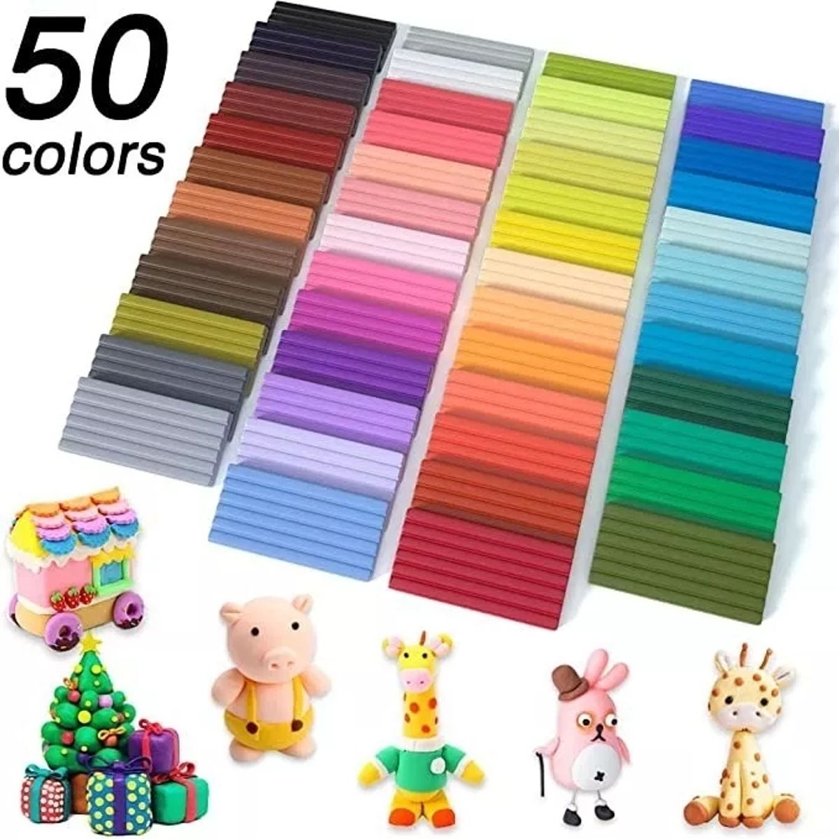 KUANGYE - Kit Arcilla Polimérica 50 Colores Más Accesorios