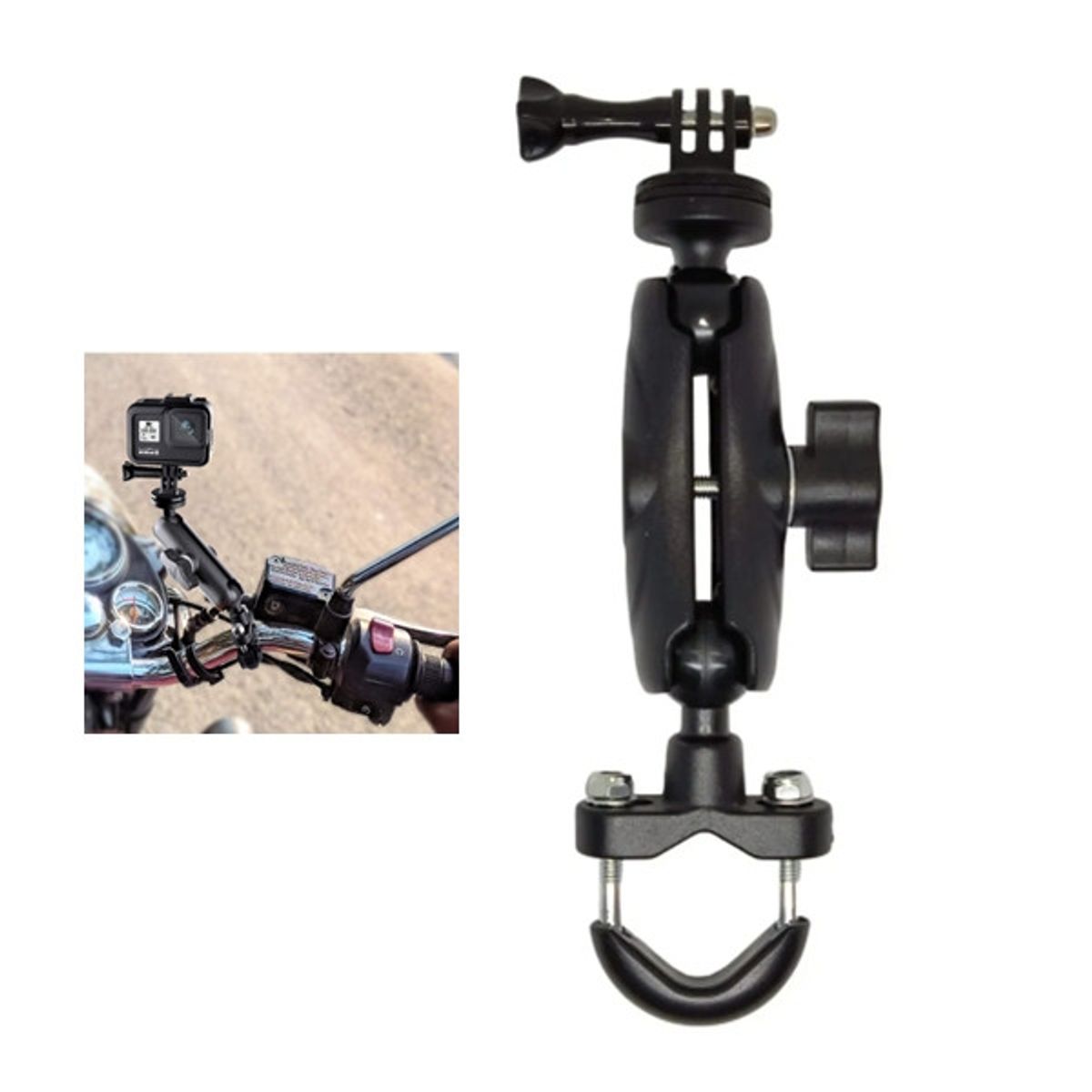 KUANGYE - Soporte Camara Acción Manillar Motocicleta Brazo Giratorio