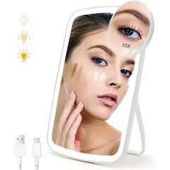 KUANGYE - Espejo De Maquillaje Pantalla Táctil Con Luces Led Recargable