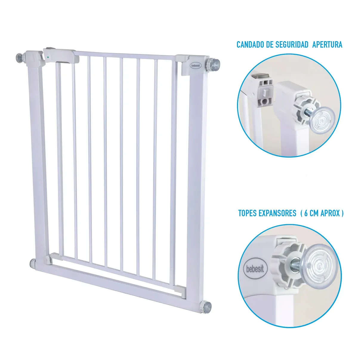 BEBESIT - Reja de Seguridad para Puerta Metálica Doo Gate Il Bebesit