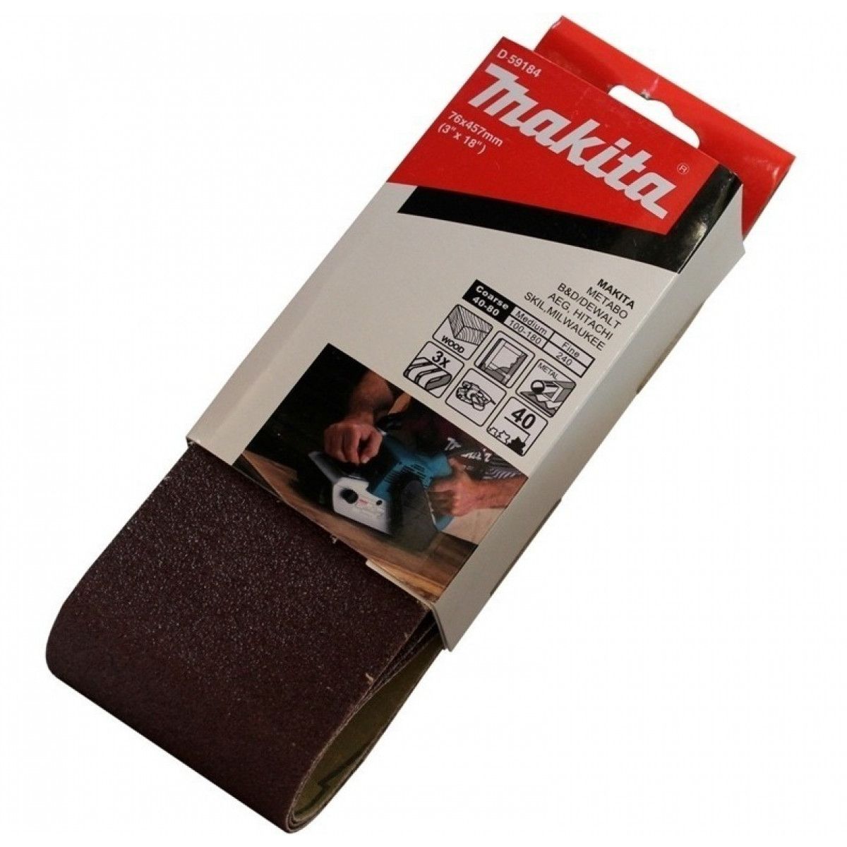 MAKITA - Lijas Banda (3un) 3x18'' 76x457mm Grano 40 Makita D-59184