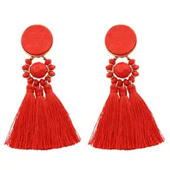 MARIA PASKARO - Aros para Mujer Aros itata rojo fleco
