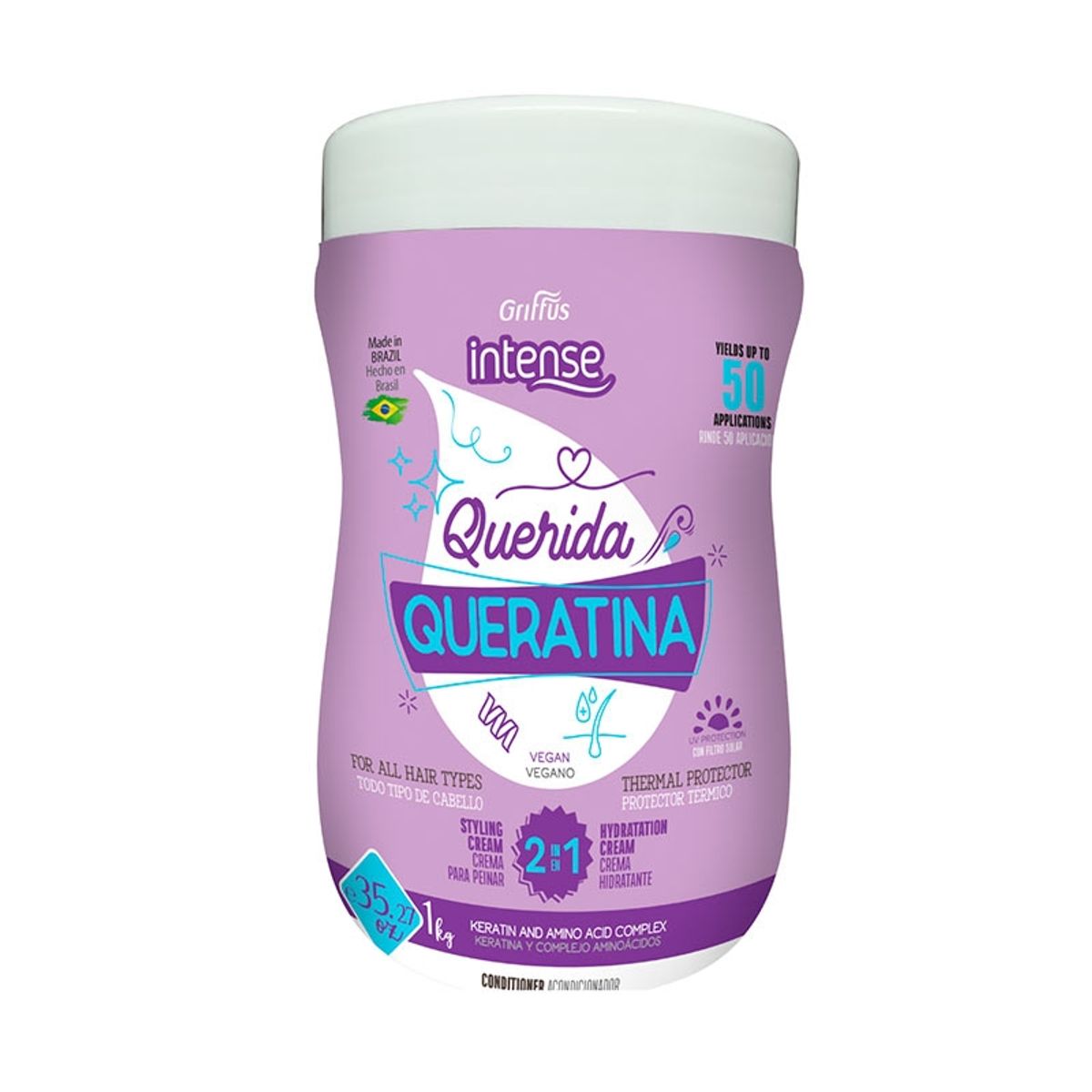 GRIFFUS - Mascarilla y Acondicionador Griffus Con  Queratina Para Todo Tipo De Cabello 1000Ml