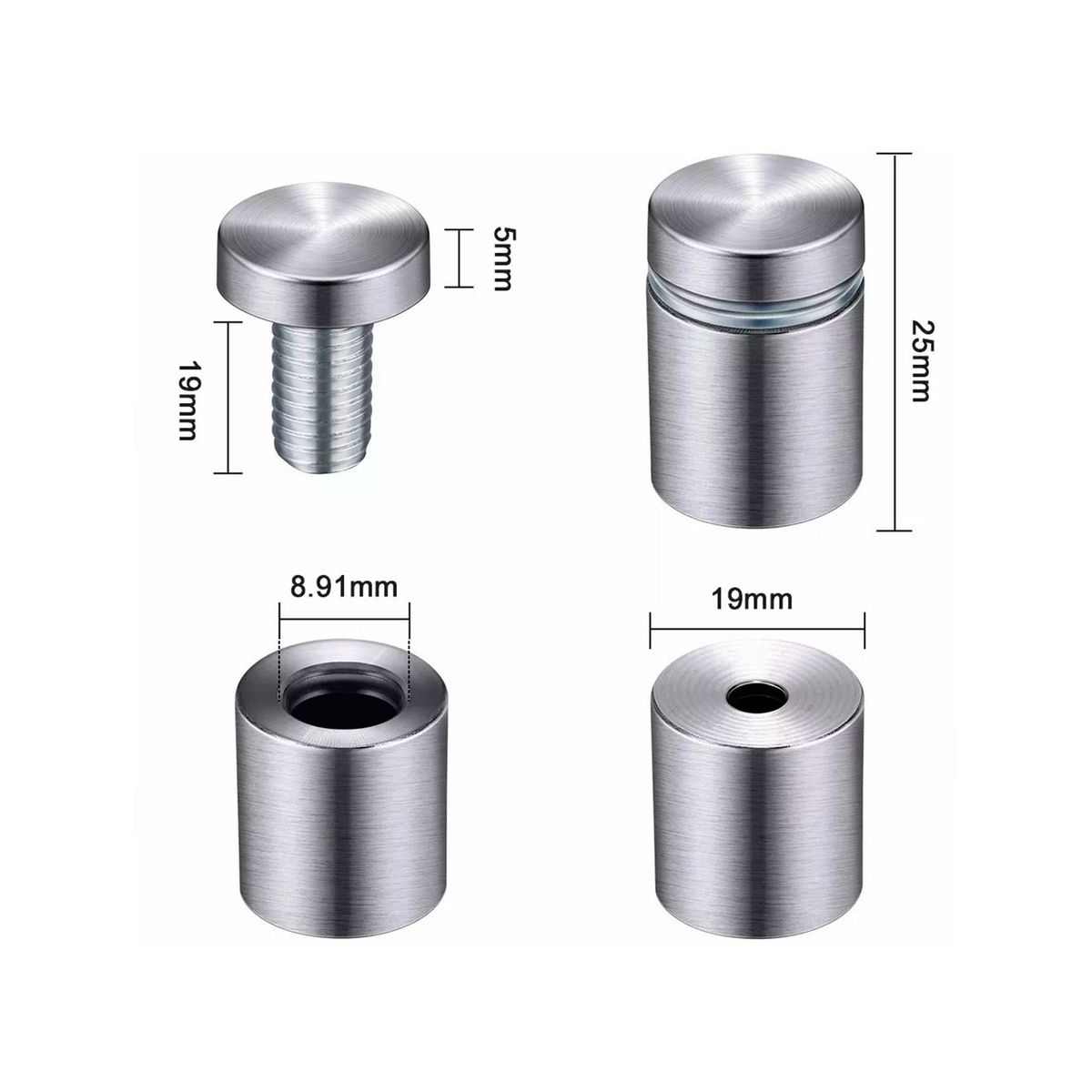 Set 10 Separador Para Vidrio Y Acrilico 19 × 25mm, marca GENERICO - Foto 2