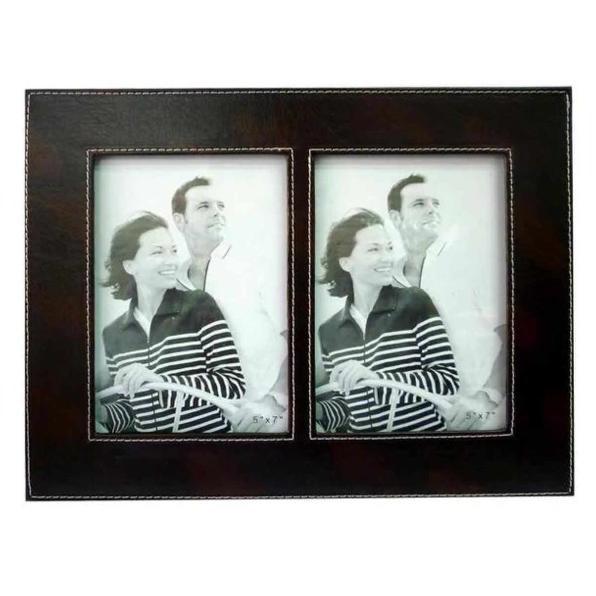 HOME ESSENTIALS - Marco de eco cuero para 2 fotos de 13x18 cm