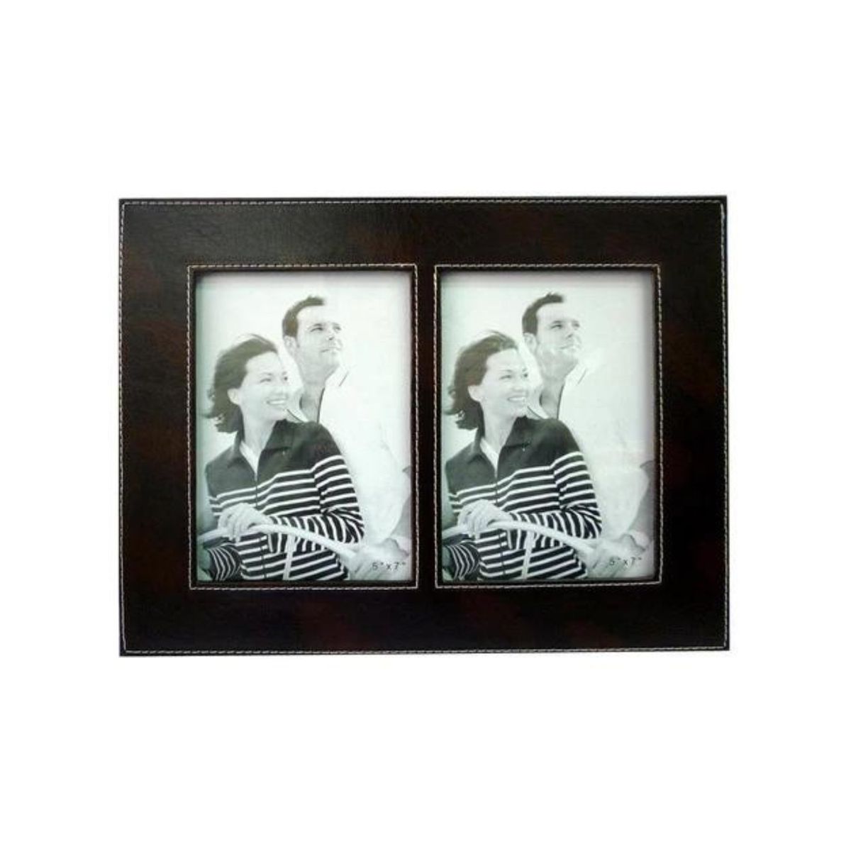 HOME ESSENTIALS - Marco de eco cuero para 2 fotos de 13x18 cm