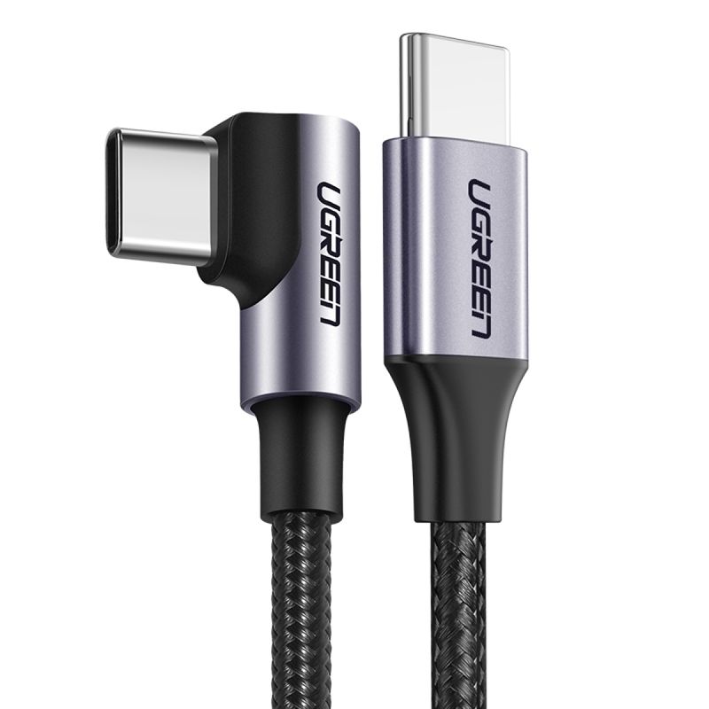 UGREEN - UGREEN Cable USB-C 2.0 a USB-C 2.0 en ángulo 3A trenzado 1m