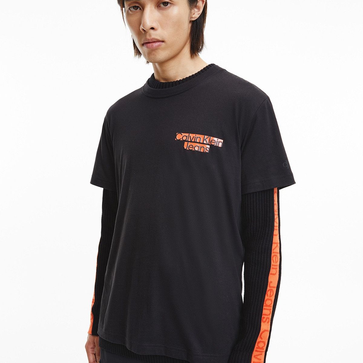 CALVIN KLEIN - Polera Seasonal Blocked Negro Calvin Klein