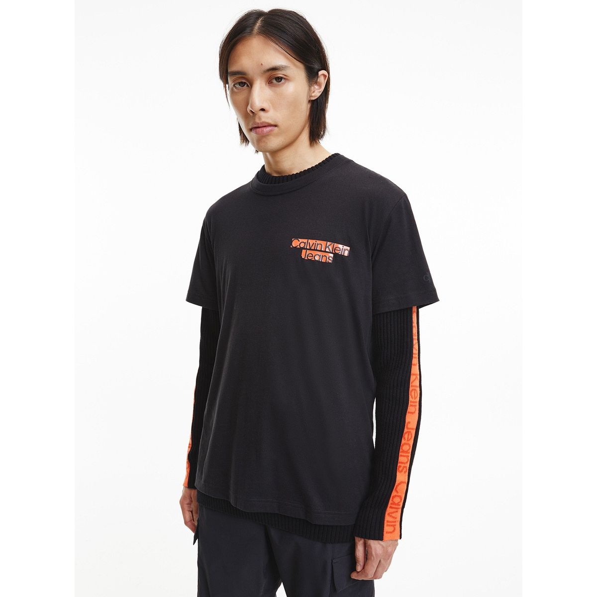 CALVIN KLEIN - Polera Seasonal Blocked Negro Calvin Klein