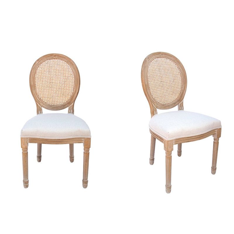 MEYA MUEBLES - Pack x 2 Silla Mara de madera rattan y tela 95x49x56