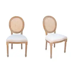 MEYA MUEBLES - Pack x 2 Silla Mara de madera rattan y tela 95x49x56