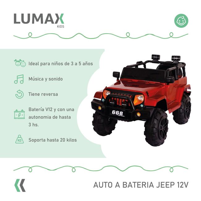 LUMAX - Auto A Bateria Jeep 12v Control (Rojo)