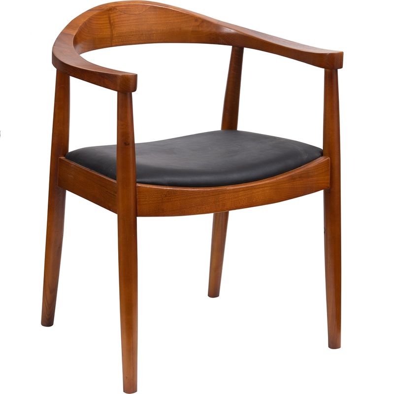 MEYA MUEBLES - Silla Kennedy de madera y ecocuero café 76x63x52
