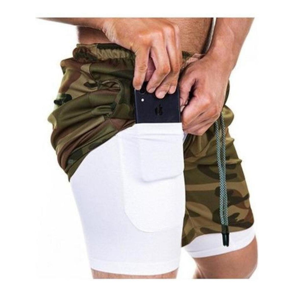 OEM - Short Gimnasio Hombre Con Calza Y Bolsillo Para Celular
