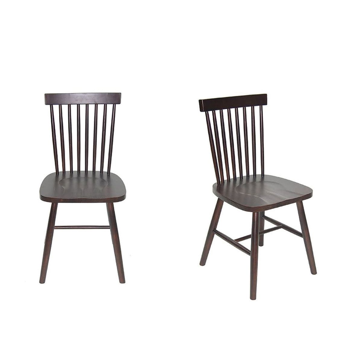 MEYA MUEBLES - Pack x 2 Silla Windsor de madera café oscuro