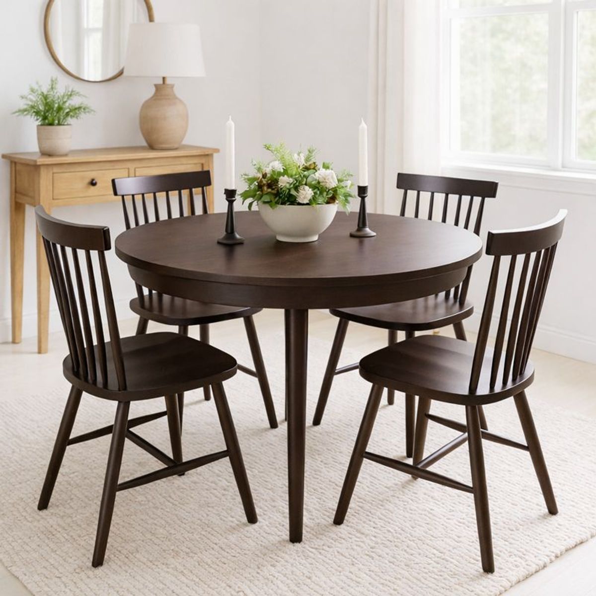 MEYA MUEBLES - Pack x 2 Silla Windsor de madera café oscuro