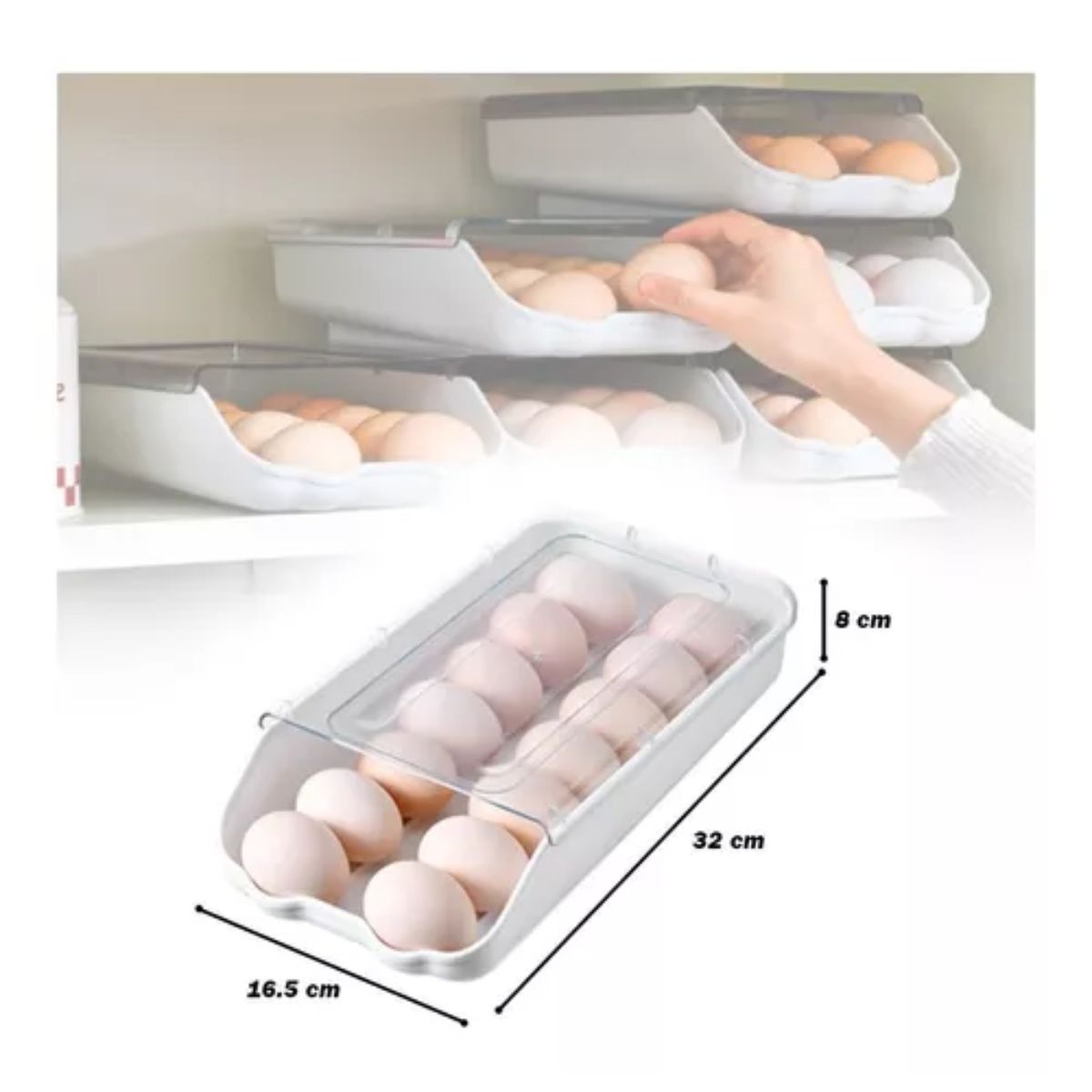 OEM - Pack de 2 Bandejas Organizadoras Porta Huevos Apilable