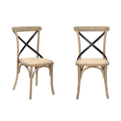 MEYA MUEBLES - Pack x 2 Silla Crossback Respaldo Metálico 88x45x53
