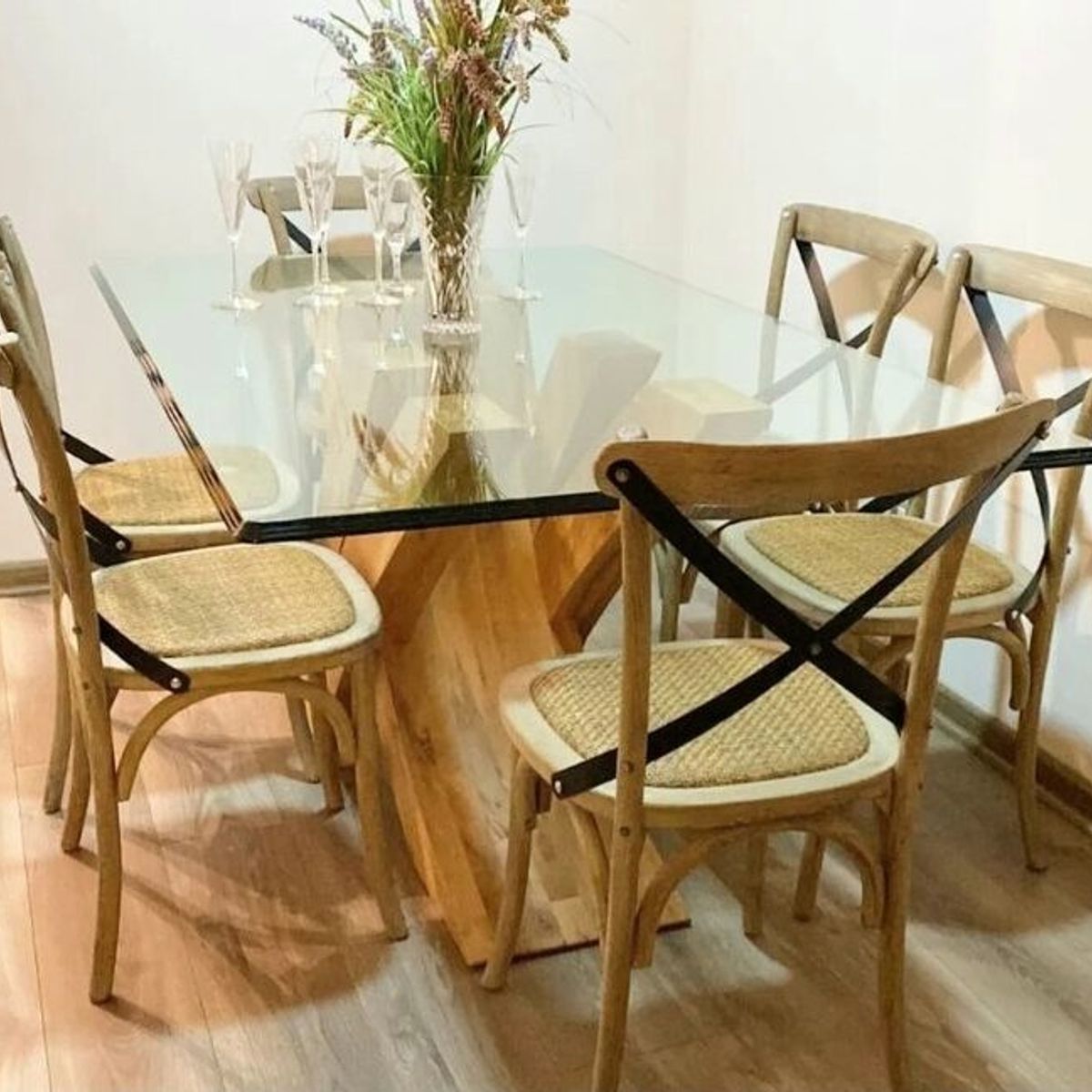 MEYA MUEBLES - Pack x 2 Silla Crossback Respaldo Metálico 88x45x53