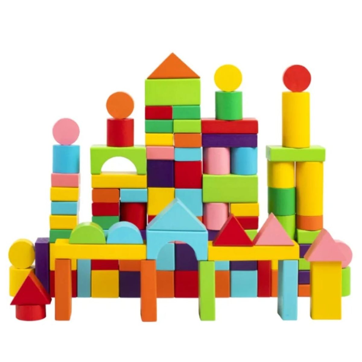 GENERICO - Cubo construcción Madera colores Didáctico con Balde 40pcs