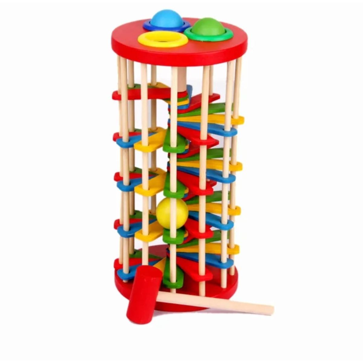 WOODTOYS - Juego didáctico Torre pega topo madera niños