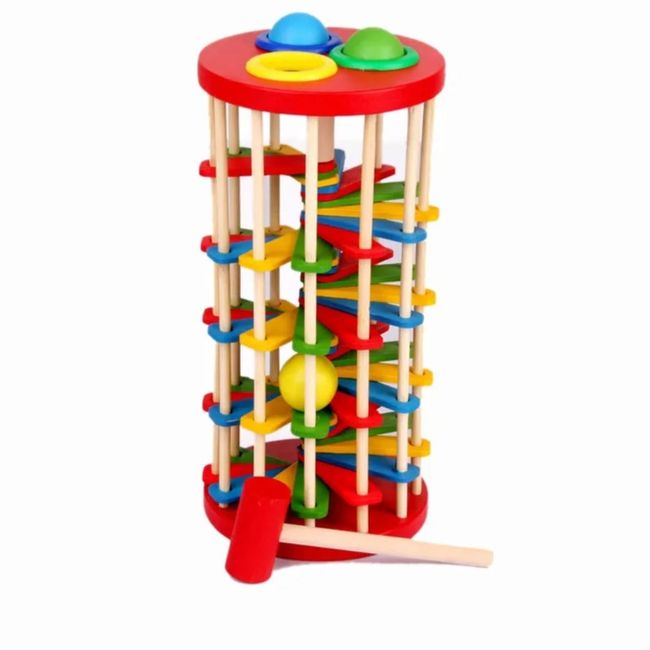 WOODTOYS - Juego didáctico Torre pega topo madera niños