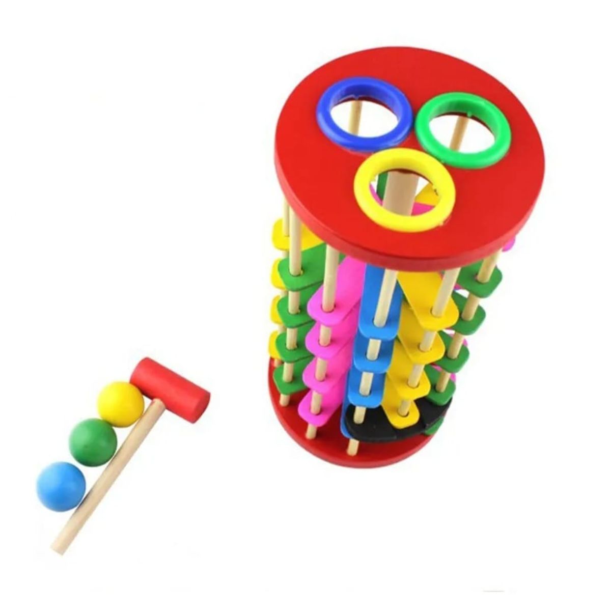 WOODTOYS - Juego didáctico Torre pega topo madera niños