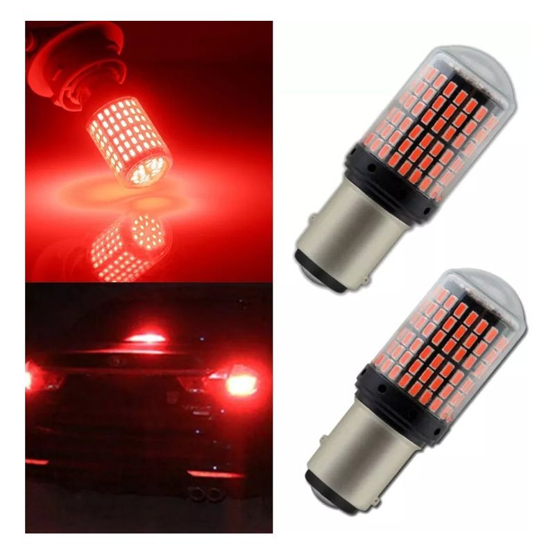 GENERICO - X2 Ampolleta 144 Led Luz Freno Canbus 2 Contactos 1157 ROJO
