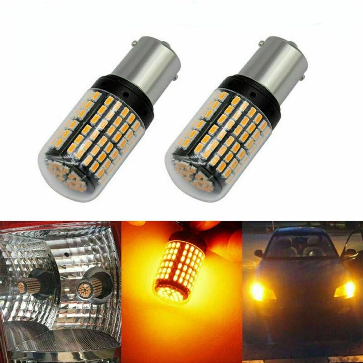 GENERICO - Ampolleta 144 Led Intermitente 1 Contacto Luz De Viraje Amba