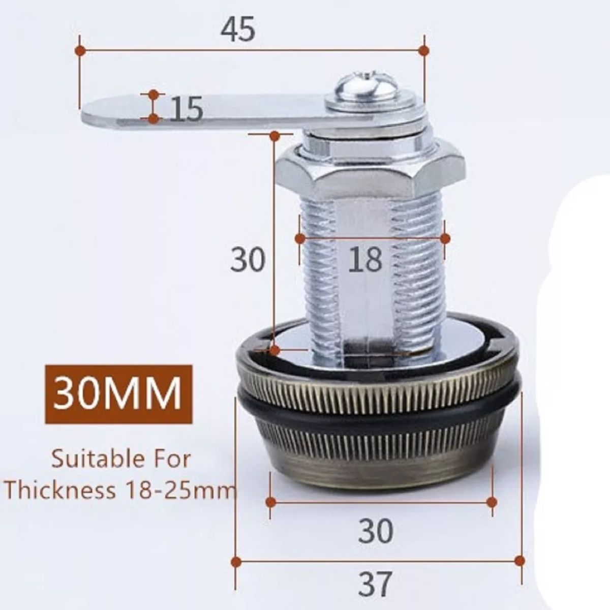 GENERICO - Cerradura Para Mueble Lockers Casilleros Con Clave  20mm