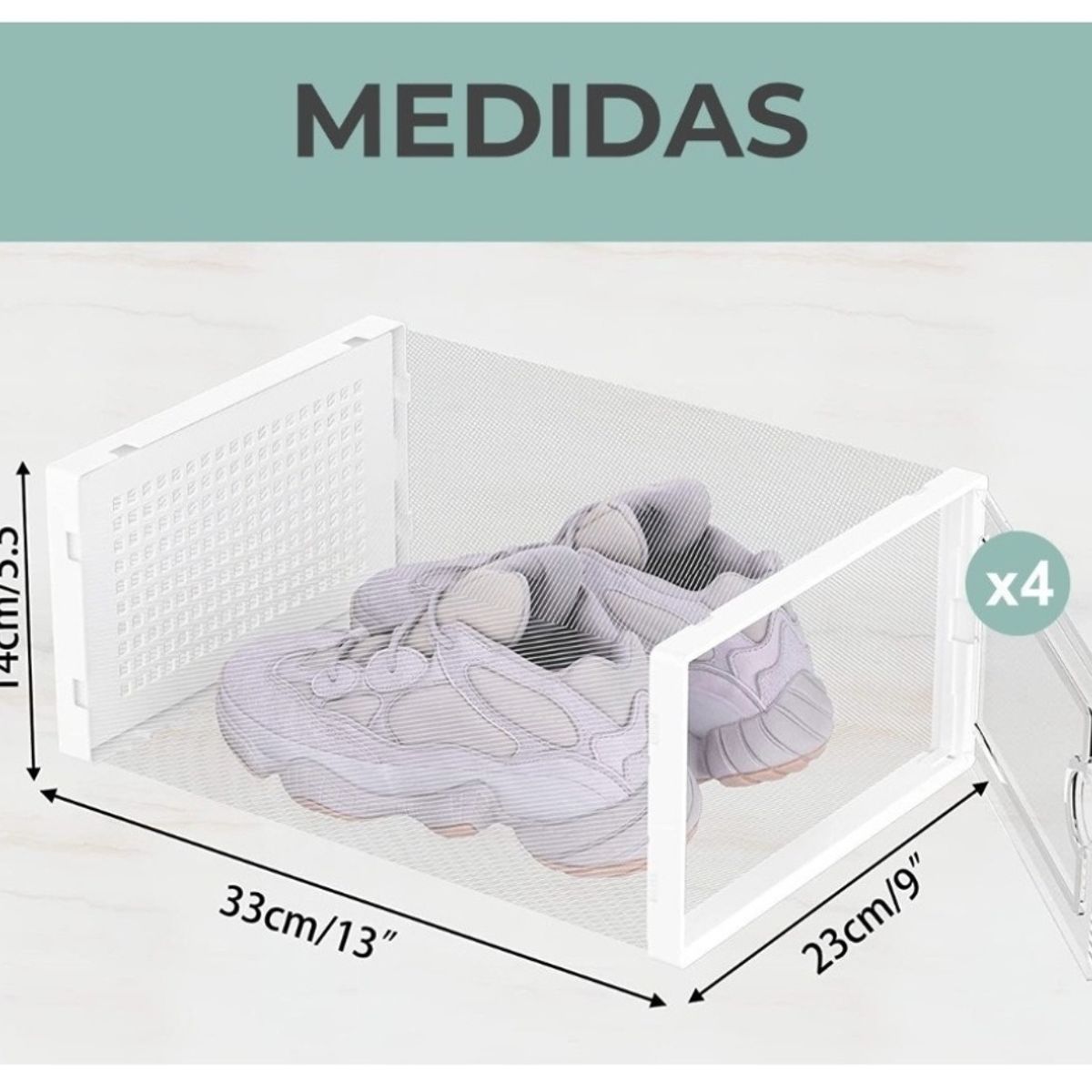 HOMER DESIGN - Caja Organizadora De Zapatos Set X4 Homer Apilables Firmes