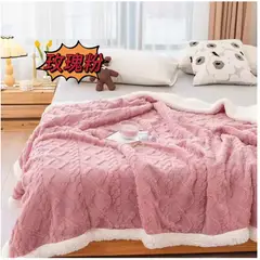 GENERICO - Frazada de Polar y Sherpa - Manta termica con Chiporro 2 plazas Rosa