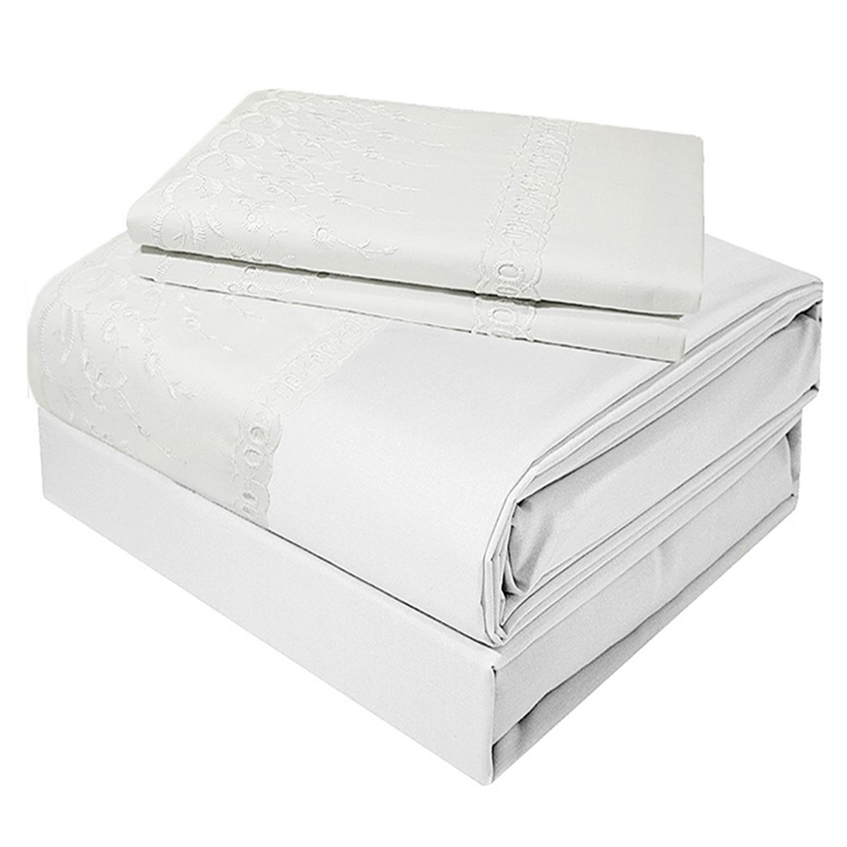 VICTORIANAS - Juego De Sabanas 1,5 Plaza Broderie Clasico Blanco 200 Hilos