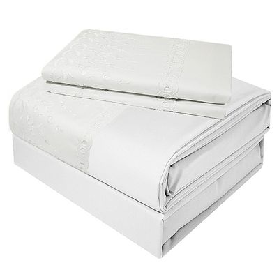 Imagen 2 del producto Juego De Sabanas 1 Plaza Broderie Clasico Blanco 200 Hilos