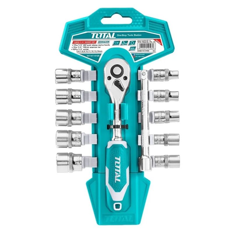 TOTAL TOOLS - Set Kit Juego De Dados Cuadrante 1/4 12 Piezas