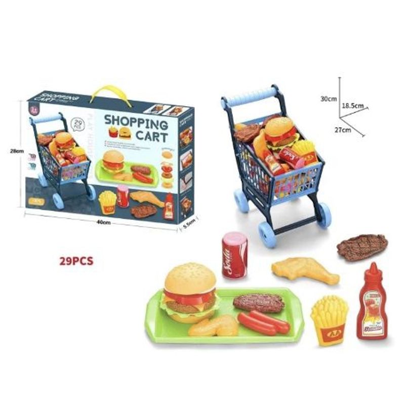 GENERICO - CARRO DE COMPRAS 29 PIEZAS CELESTE/CAFE