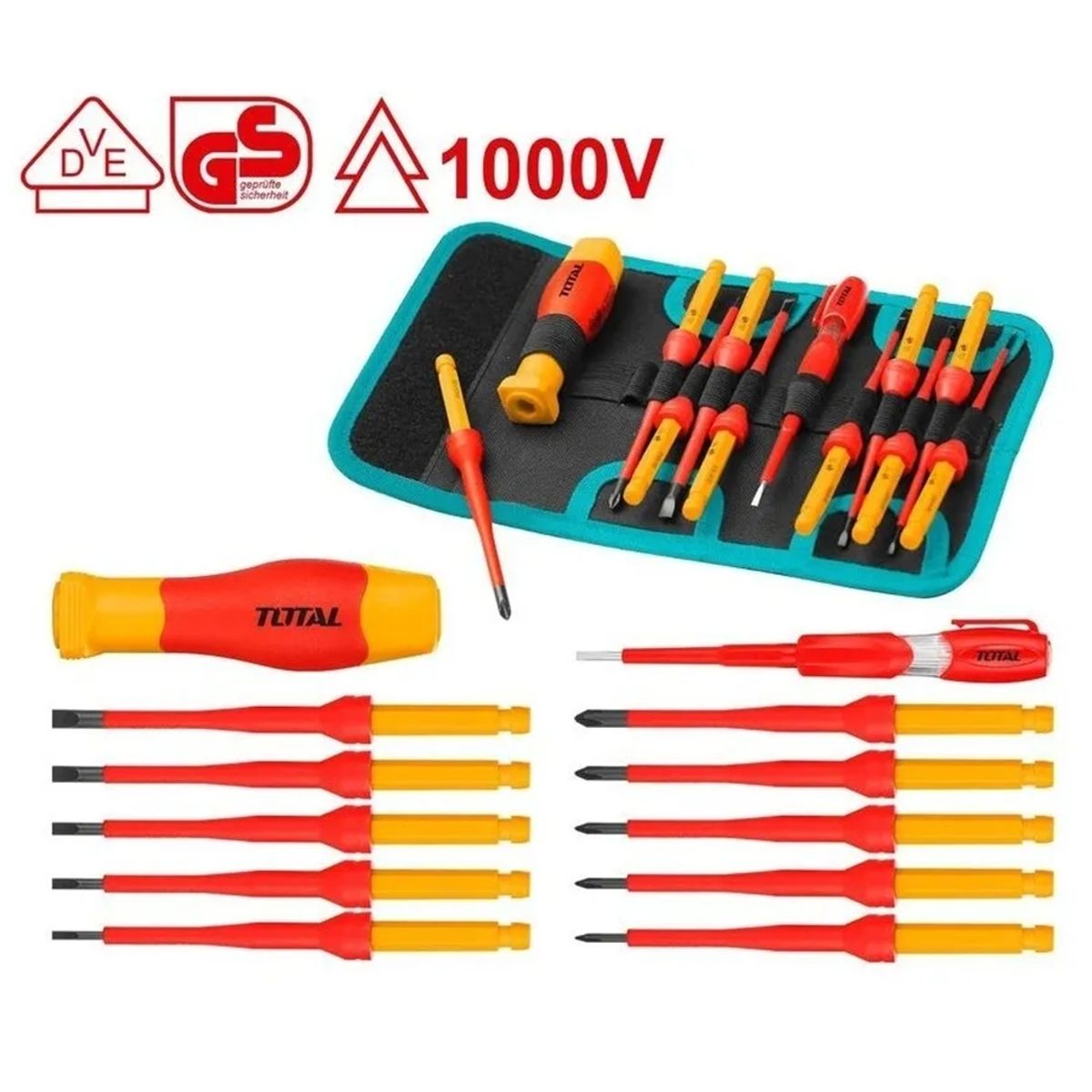 TOTAL TOOLS - Kit Juego Destornilladores Precision Aislados