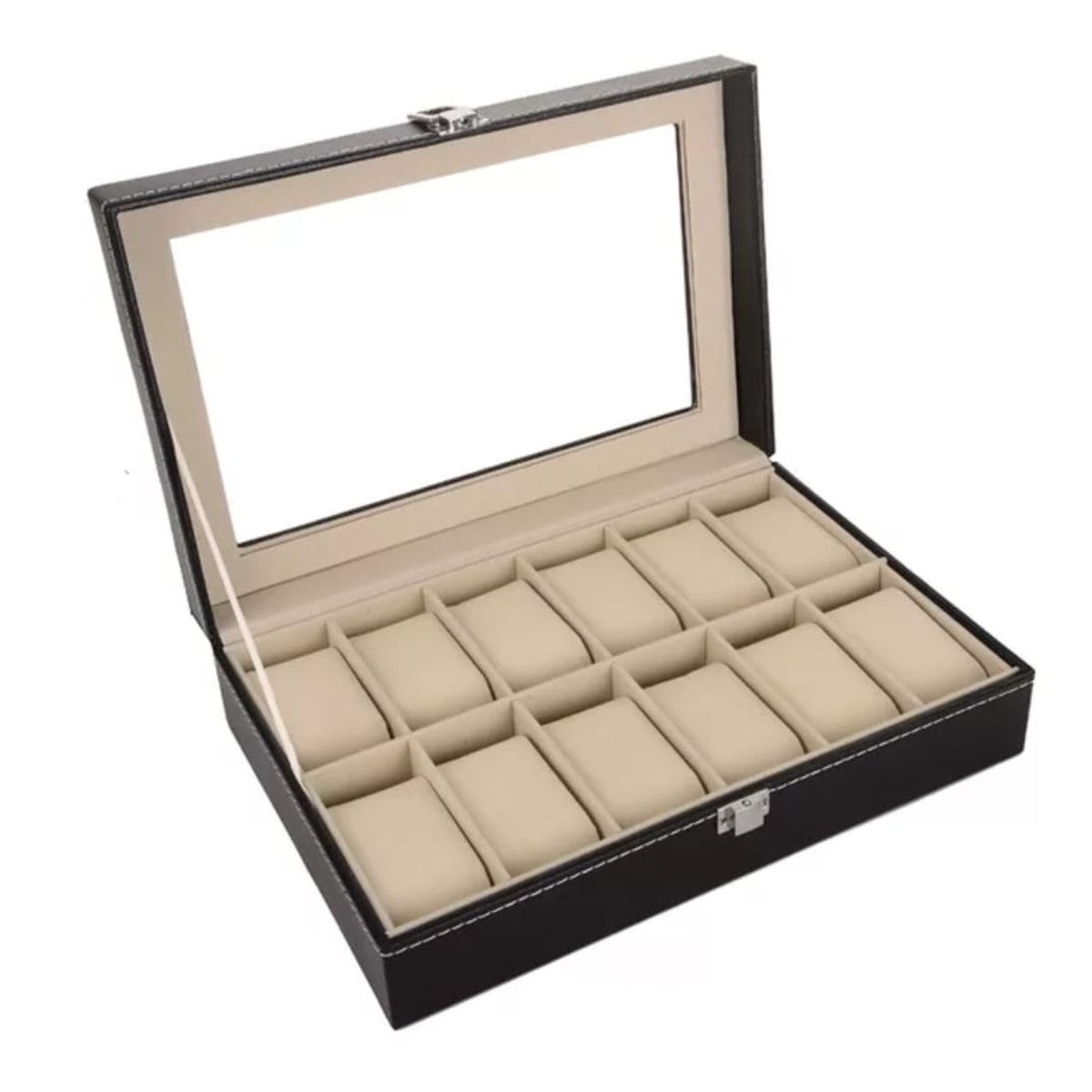 GENERICO - Organizador Estuche Caja 12 Relojes Exhibidor Elegante Joyas