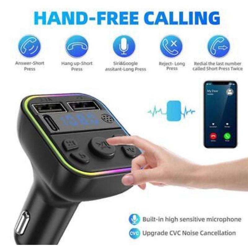 GENERICO - Adaptador Bluetooth Para Auto Dual Usb Mp3 Cargador Auto