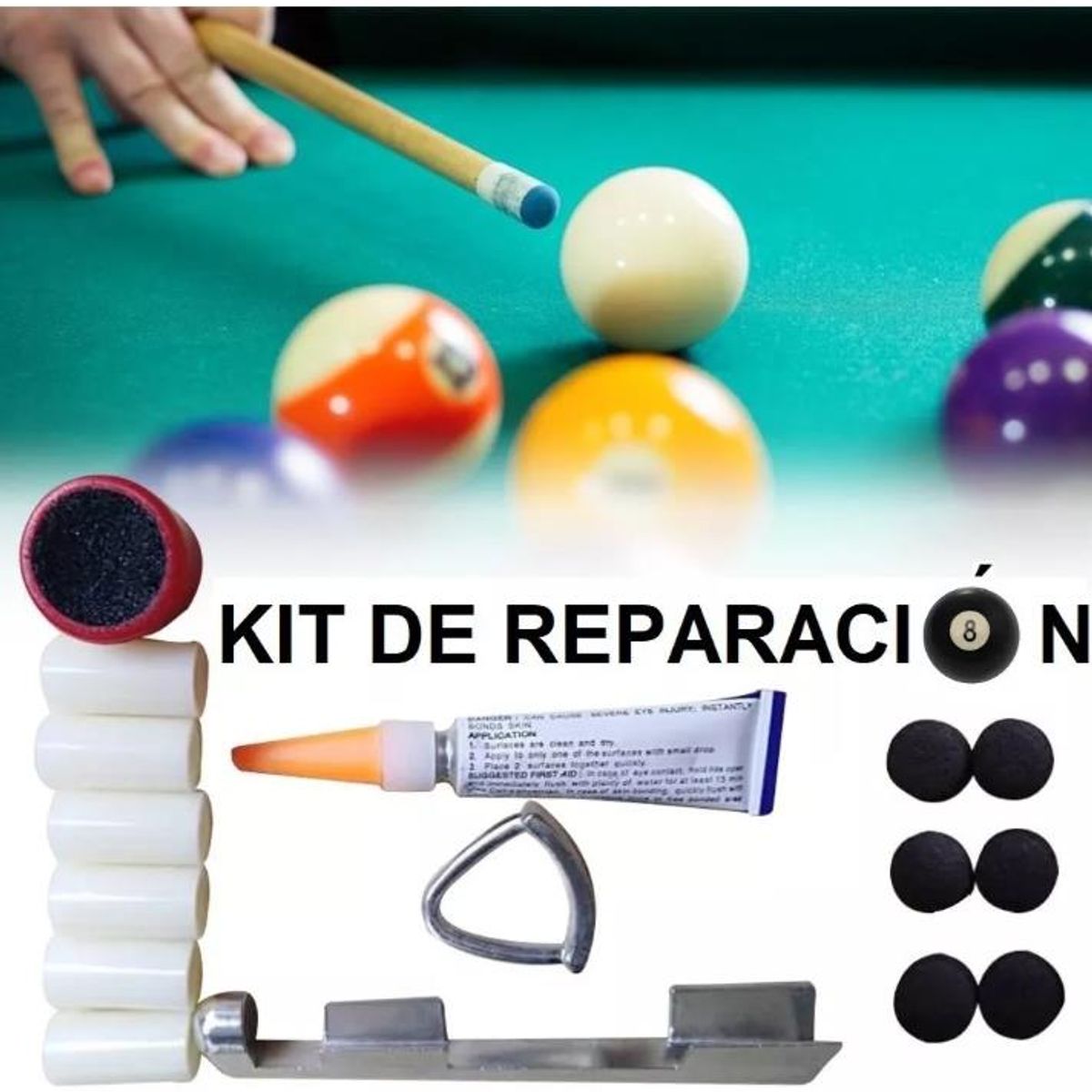 KUANGYE - Kit De Reparación Para Taco De Billar Pool Karambola Snooker