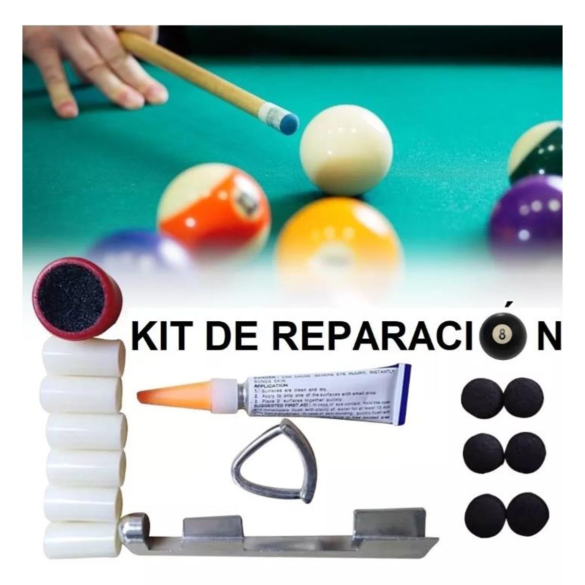 KUANGYE - Kit De Reparación Para Taco De Billar Pool Karambola Snooker