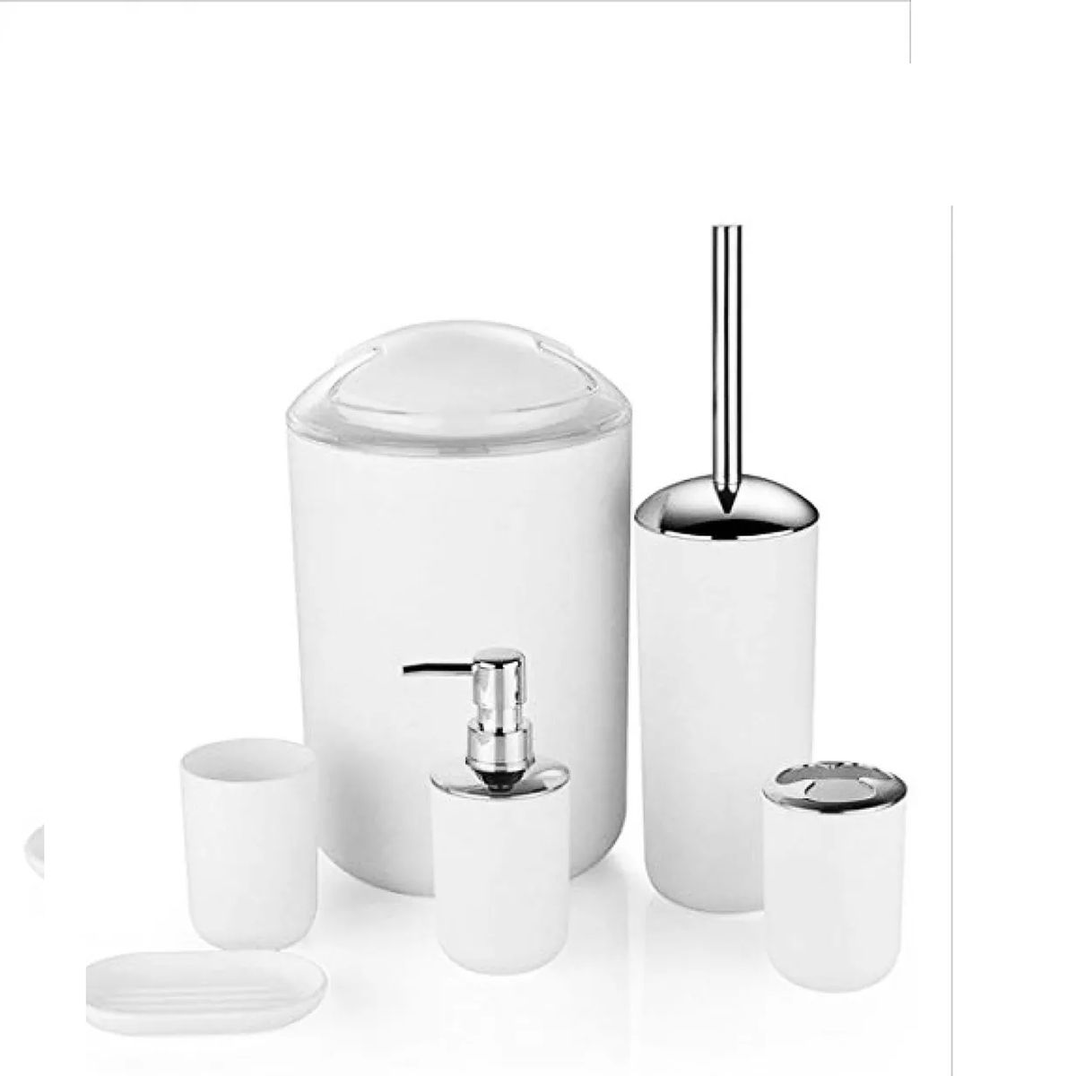 CARIBEE - Set De Baño 6 Accesorios Organizadoras Elegante Blanco